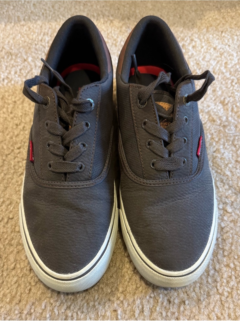 Levi's Brown Low-Top Lace-Up Sneakers with White Soles